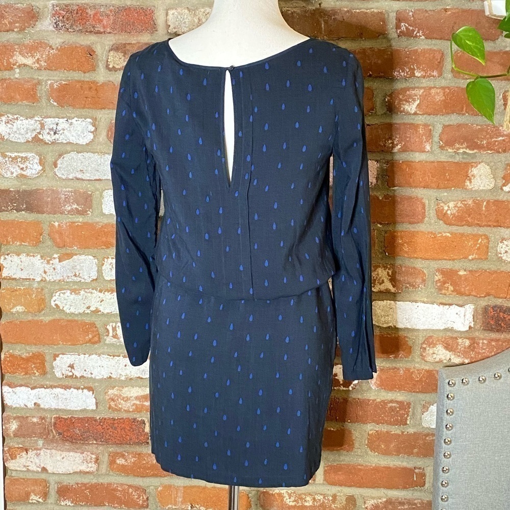 Scotch & Soda Blue Polka Dot Drop Waist Long Sleeve Dress size small NWT - Picture 4 of 11